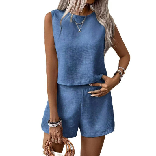 Damen Zweiteiliges Loungewear-Set mit hochwertigem Leinenstoff Heidi-Mode