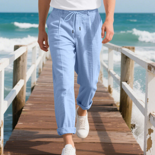 Herren lockere Sommerhose mit verstellbarem Kordelzug und atmungsaktiven Eigenschaften Heidi-Mode