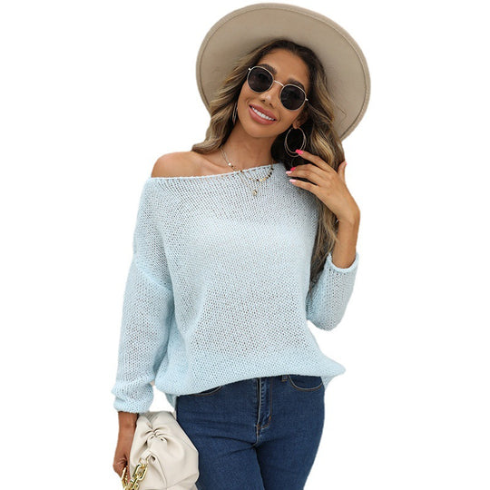Damen luftiger Strickpullover mit Rundhalsausschnitt und halben Ärmeln Heidi-Mode
