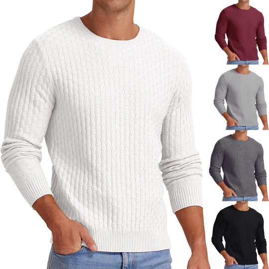 Herren strukturiertes Sweatshirt mit Rundhalsausschnitt und langem Arm Heidi-Mode