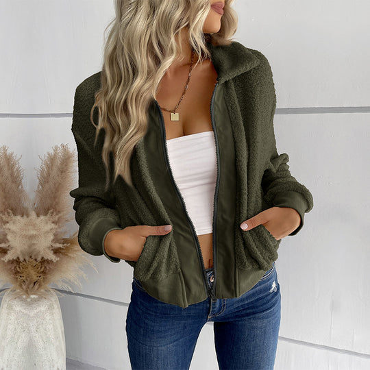 Damen Teddy-Mantel mit hochwertiger Innenfütterung und sportlichem Schnitt Heidi-Mode