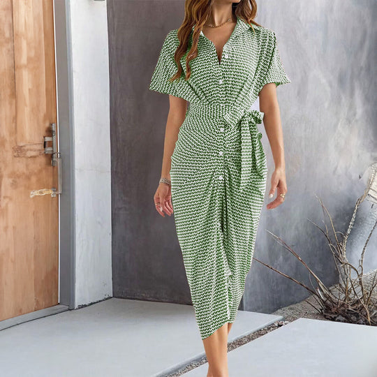 Damen Hemdkleid mit Bindegürtel und Knopfleiste Heidi-Mode