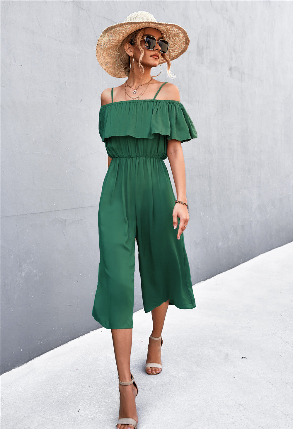 Damen eleganter Jumpsuit mit Off-Shoulder Design und lässigem Schnitt Heidi-Mode