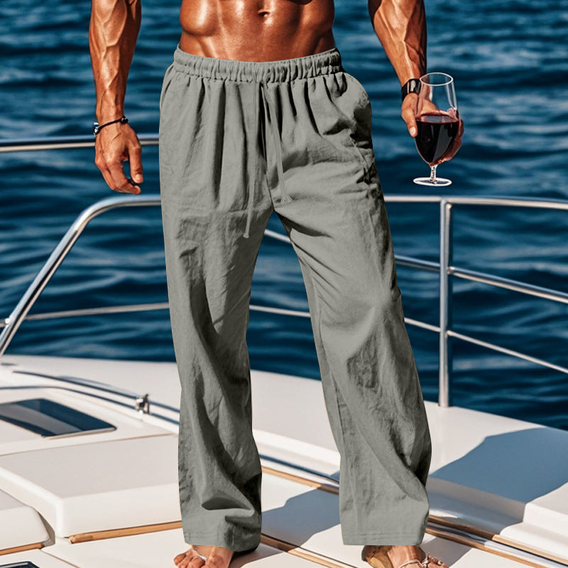Herren Sommerliche Freizeithose mit weichem, atmungsaktivem Baumwollmaterial und elastischem Bund Heidi-Mode