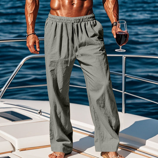 Herren Sommerliche Freizeithose mit weichem, atmungsaktivem Baumwollmaterial und elastischem Bund Heidi-Mode