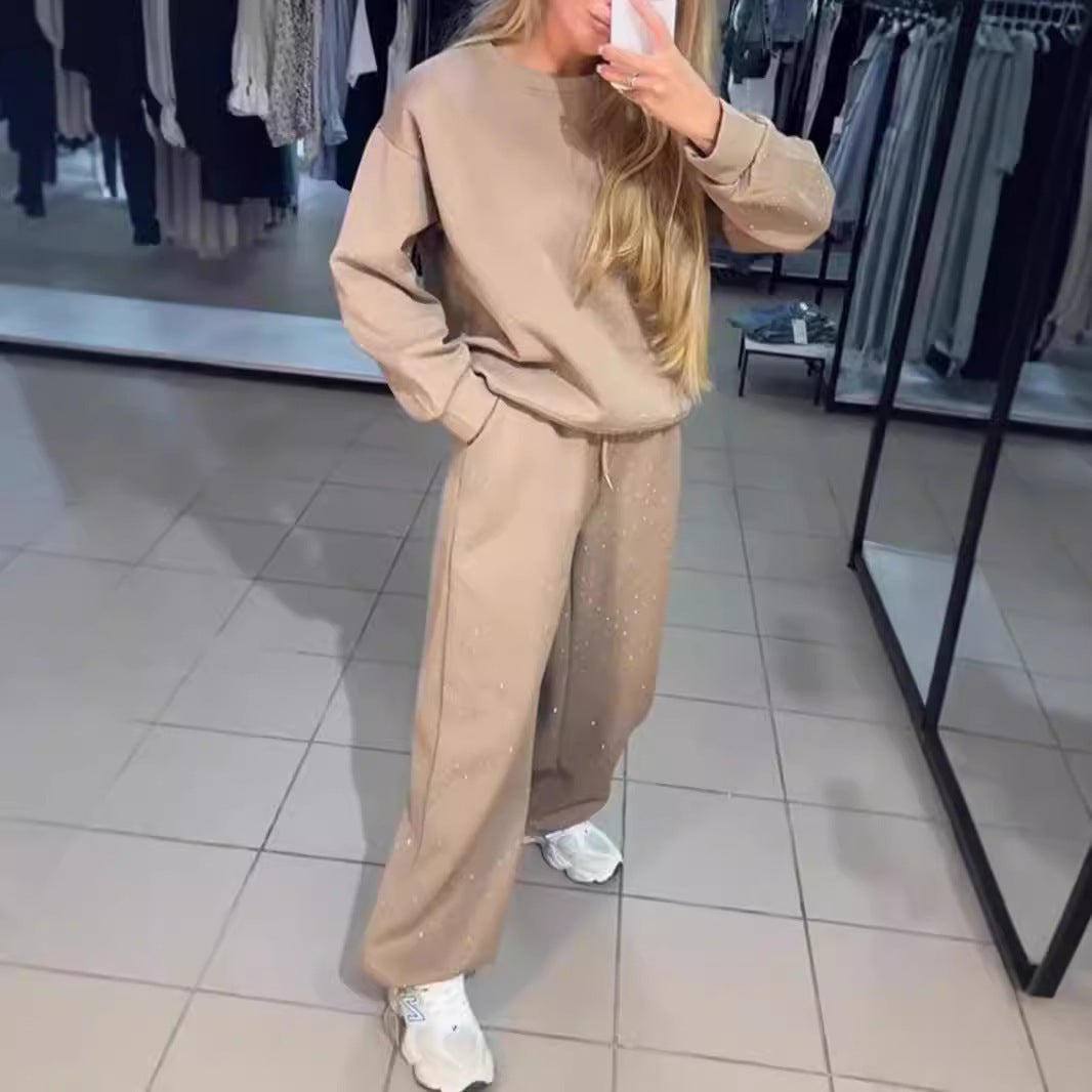 Damen Sportliches Lounge-Set mit gepunktetem Muster und elastischem Bund Heidi-Mode