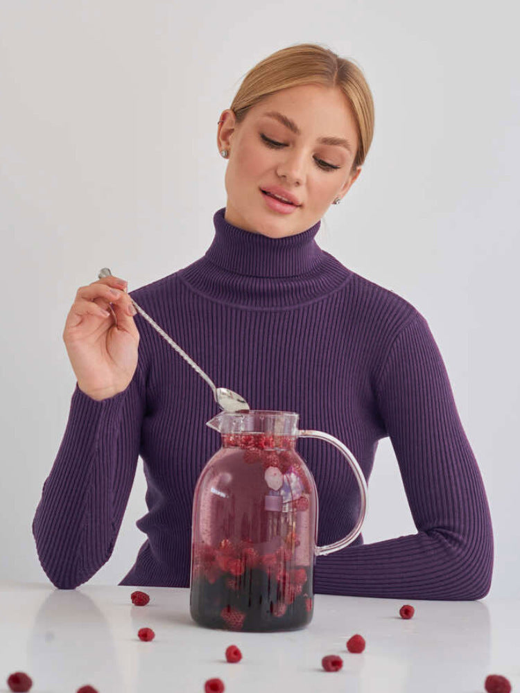 Damen Rollkragenpullover mit geripptem Design und lässigem Schnitt Heidi-Mode