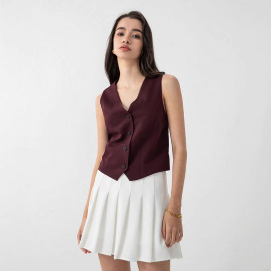 Damen elegante Weste mit modernem Schnitt und praktischen Knopfdetails Heidi-Mode