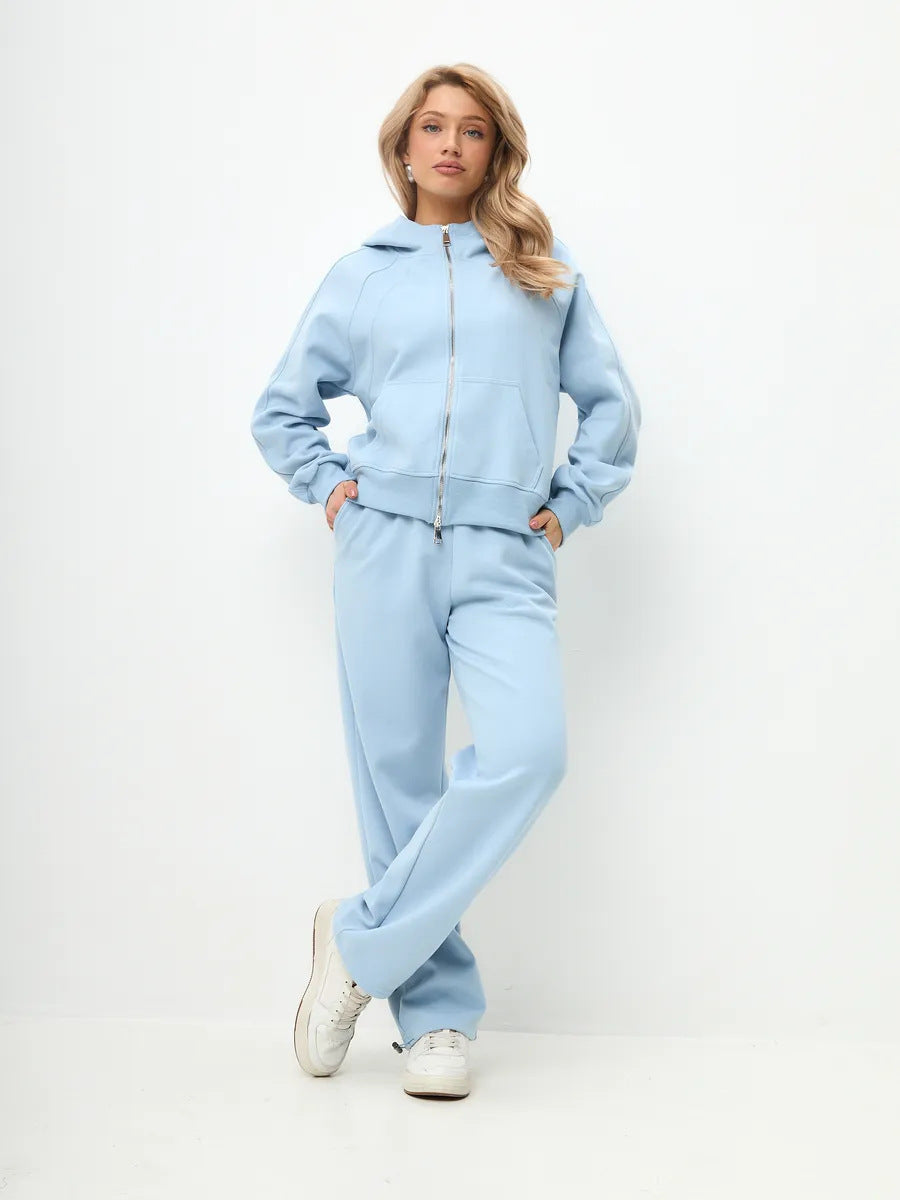 Damen sportliches Hoodie- und Jogginghose-Set mit modischem Reißverschluss Heidi-Mode
