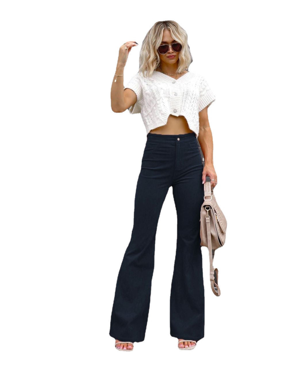 Damen Flared Jeans mit hohem Bund und figurformendem Schnitt Heidi-Mode