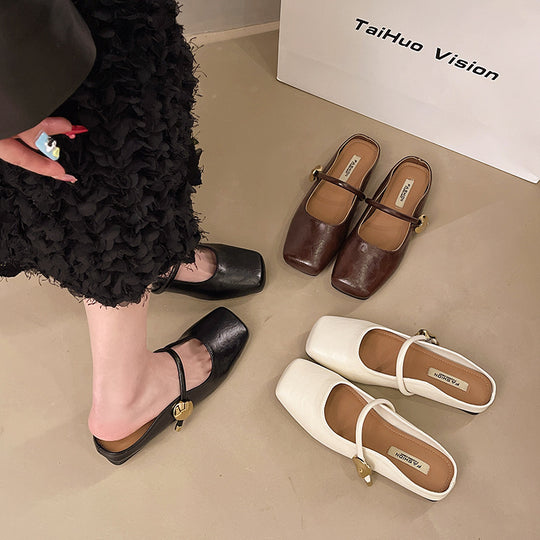 Damen Slingback Ballerinas mit modischem Riemchen und elegantem goldenen Detail Heidi-Mode
