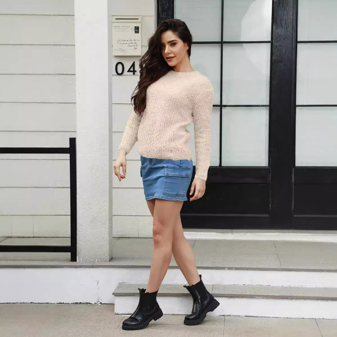 Damen Knit Pullover mit strukturiertem Gewebe und lässigem Schnitt Heidi-Mode