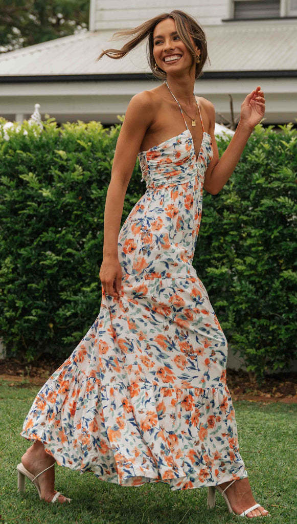 Lange Chiffon-Kleider mit ärmellosen Nähten und großem Swing-Stil für Damen