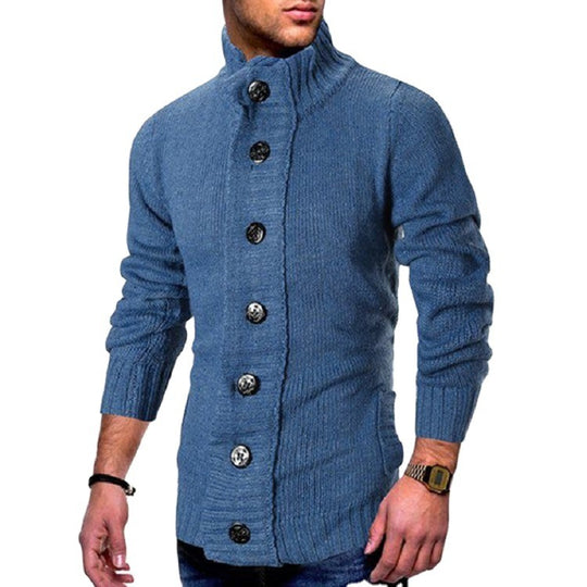 Herren modische Strickjacke mit hohem Kragen und Knopfdetails Heidi-Mode