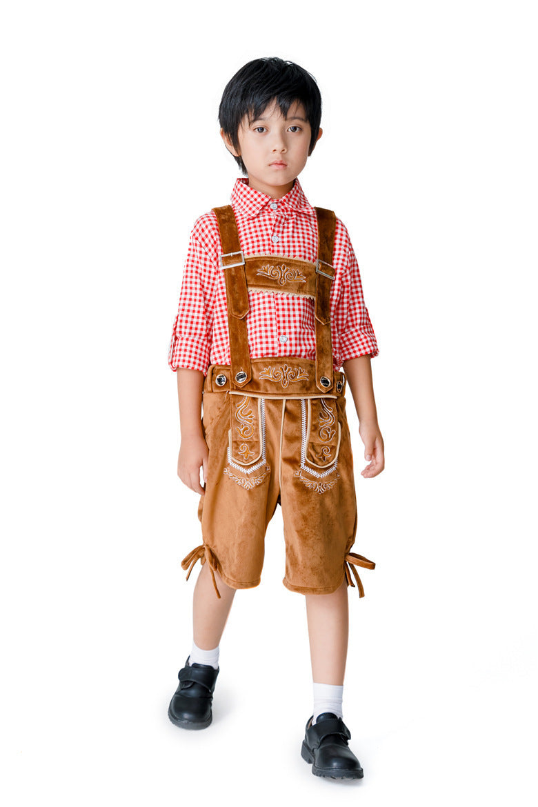 Knaben Trachtenkurzanzug mit kunstvoller Stickerei und verstellbaren Hosenträgern Heidi