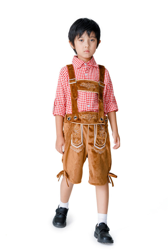 Knaben Trachtenkurzanzug mit kunstvoller Stickerei und verstellbaren Hosenträgern Heidi