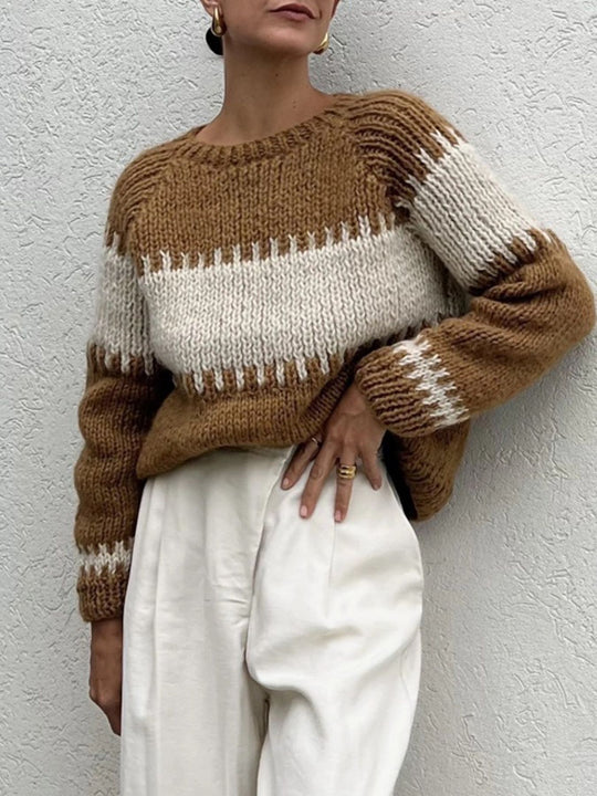 Damen gestrickter Oversized Pullover Heidi-Mode