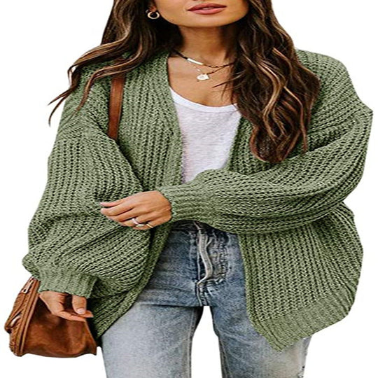 Damen Oversized Strickpullover mit Ballonärmeln und Strukturdesign Heidi-Mode