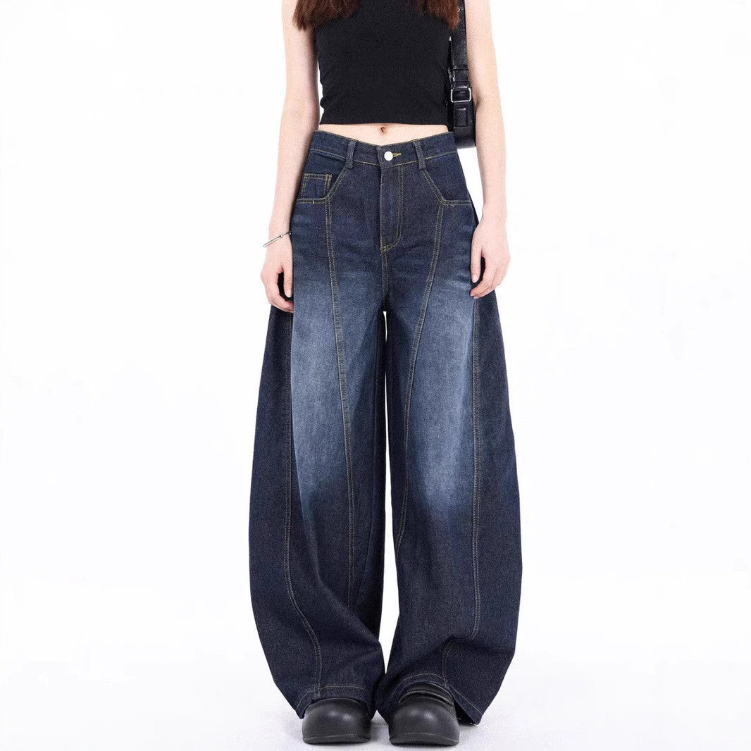 Damen Weite Denim-Hose mit hohem Bund und trendigem Schnitt Heidi-Mode