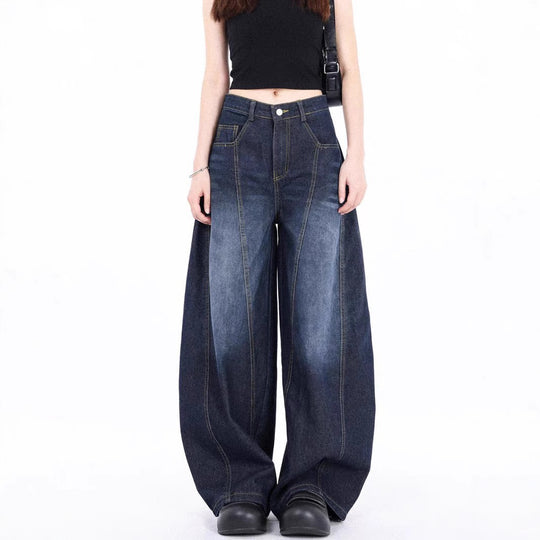 Damen Weite Denim-Hose mit hohem Bund und trendigem Schnitt Heidi-Mode