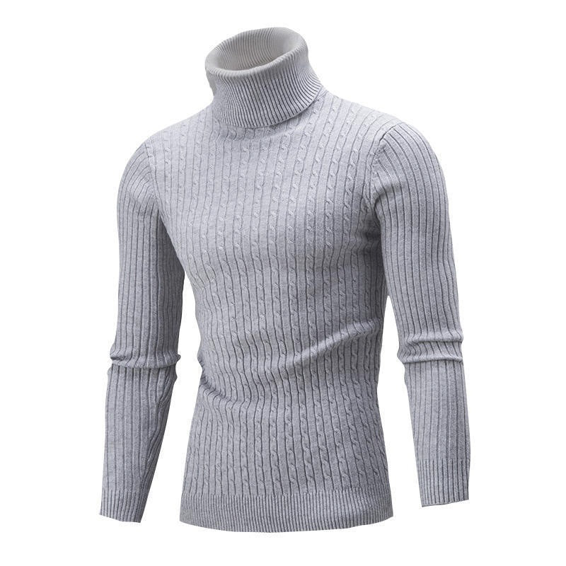 Herren Rollkragenpullover mit strukturiertem Zopfmuster und modernem Schnitt Heidi-Mode