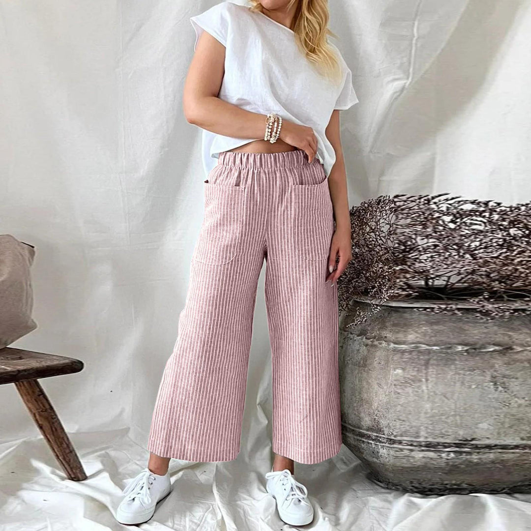 Heidi-Mode | Bequeme Gestreifte Weite Hose für Damen