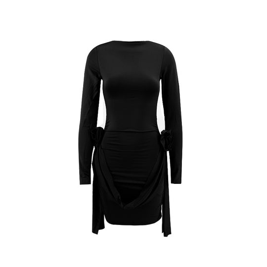 Damen figurbetontes Kleid mit Rüschendetails und langen Ärmeln Heidi-Mode