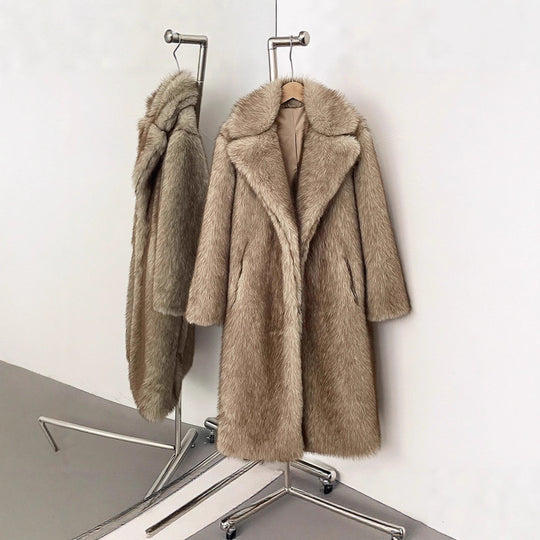 Damen Langhaarmantel für elegante Anlässe Heidi-Mode