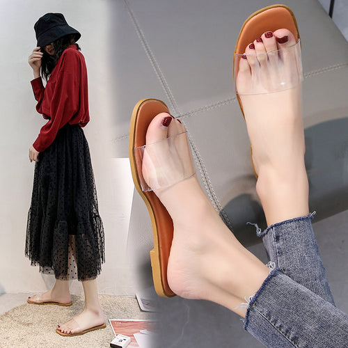 Damen Mules mit durchsichtiger Riemenführung und ergonomischer Sohle Heidi-Mode