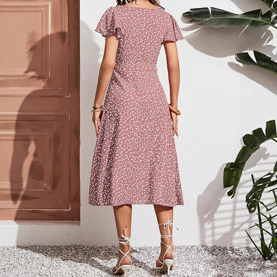 Damen Blusenkleid mit Schmetterlingsärmeln und seitlichem Schlitz Heidi-Mode