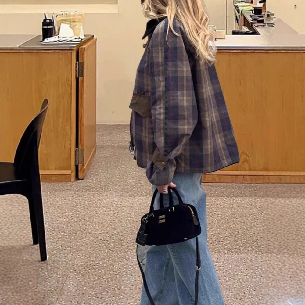 Damen Karierte Utility-Jacke mit praktischem Button-Detail und lässigem Schnitt Heidi-Mode