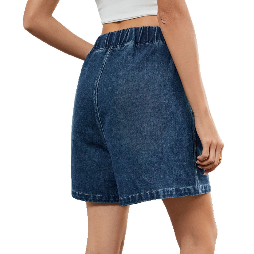 Damen Bequeme Denim-Shorts mit elastischem Bund und seitlichen Taschen Heidi-Mode