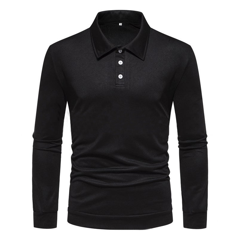 Herren Langarm Polohemd aus atmungsaktivem Stoff mit modernen Knopfdetails Heidi-Mode