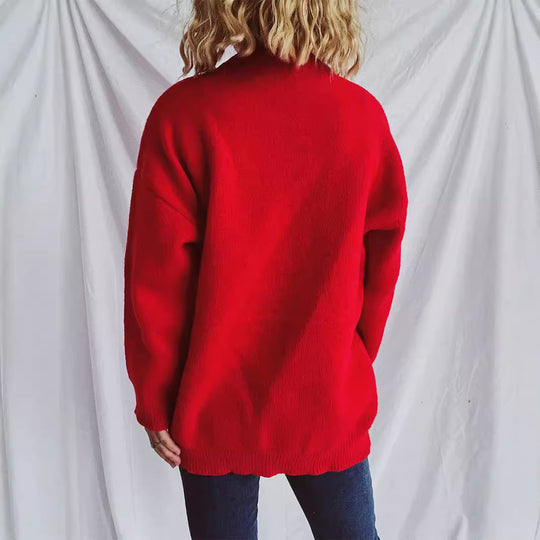Damen Pullover mit herzförmigem Design und dekorativer Schleife Heidi-Mode