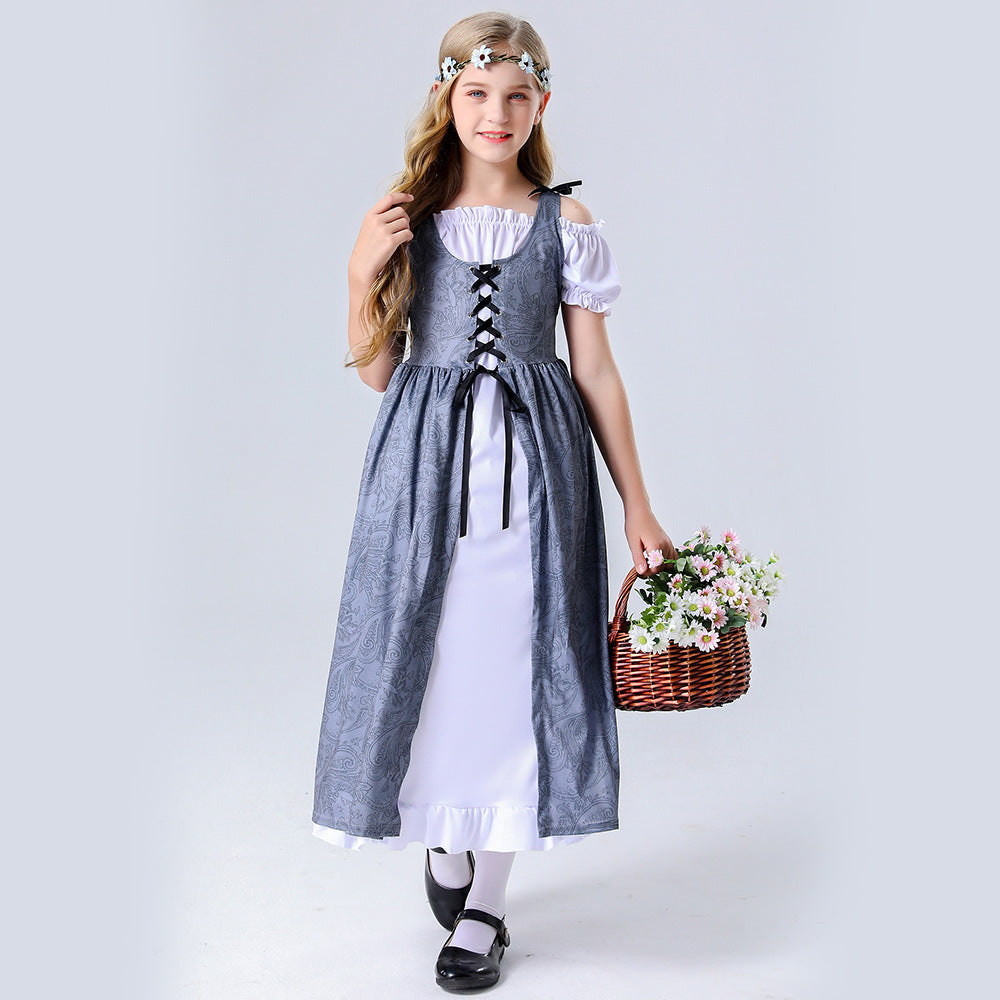 Damen Trachtenkleid mit romantischen Rüschendetails und bezaubernder Schnürung Heidi