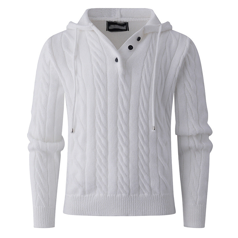 Herren Strickpullover mit Kapuze und Zopfmuster Heidi-Mode