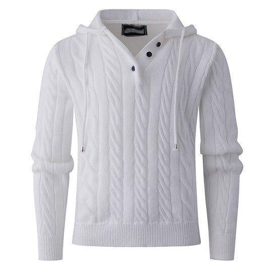 Herren Strickpullover mit Kapuze und Zopfmuster Heidi-Mode