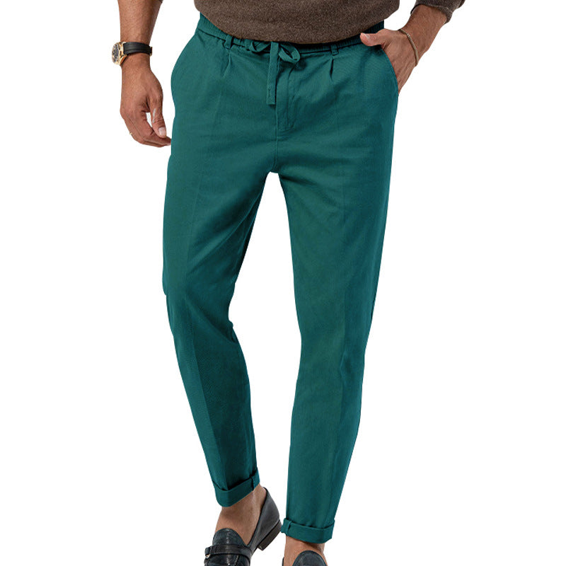 Herren entspannte Chinohose mit verstellbarem Kordelzug und seitlichen Taschen Heidi-Mode