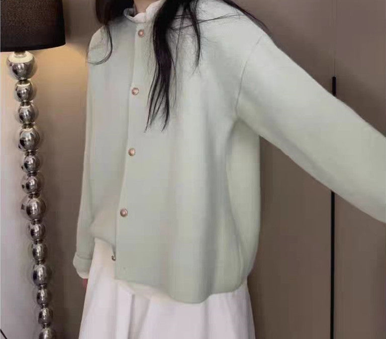 Damen Grobstrickjacke mit eleganter Knopfleiste und lässigem Schnitt Heidi-Mode