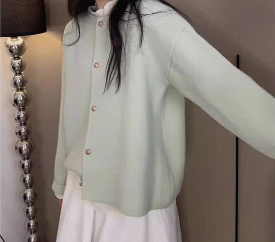 Damen Grobstrickjacke mit eleganter Knopfleiste und lässigem Schnitt Heidi-Mode