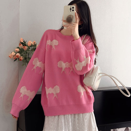 Damen kuscheliger Strickpullover mit verspieltem Muster Heidi-Mode