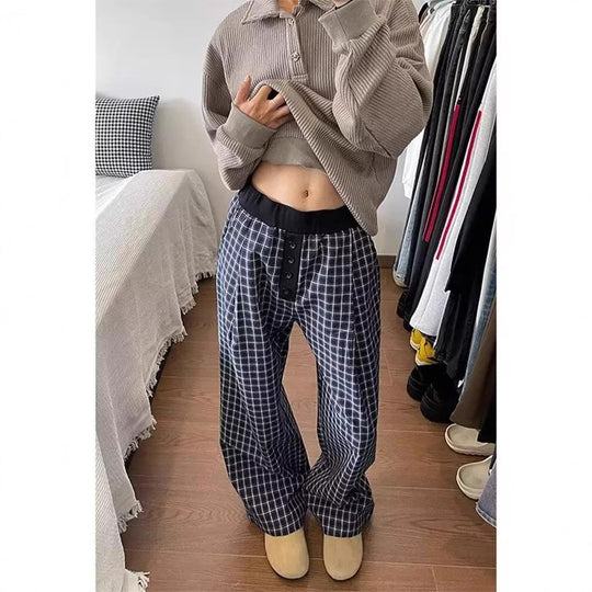 Damen Karottenhose aus weichem Material mit modischem Karo-Design Heidi-Mode
