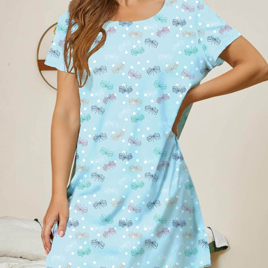 Damen lässiges Nachtkleid mit buntem Schmetterlingsmuster Heidi-Mode