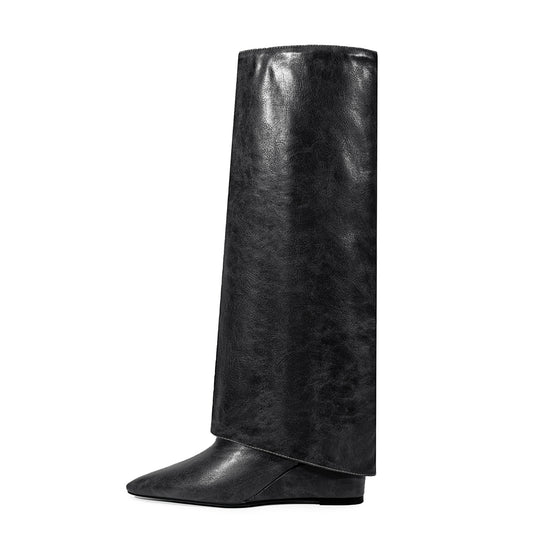 Femme Spitzer Absatz Über-die-Knie Stiletto Stiefel Heidi-Mode