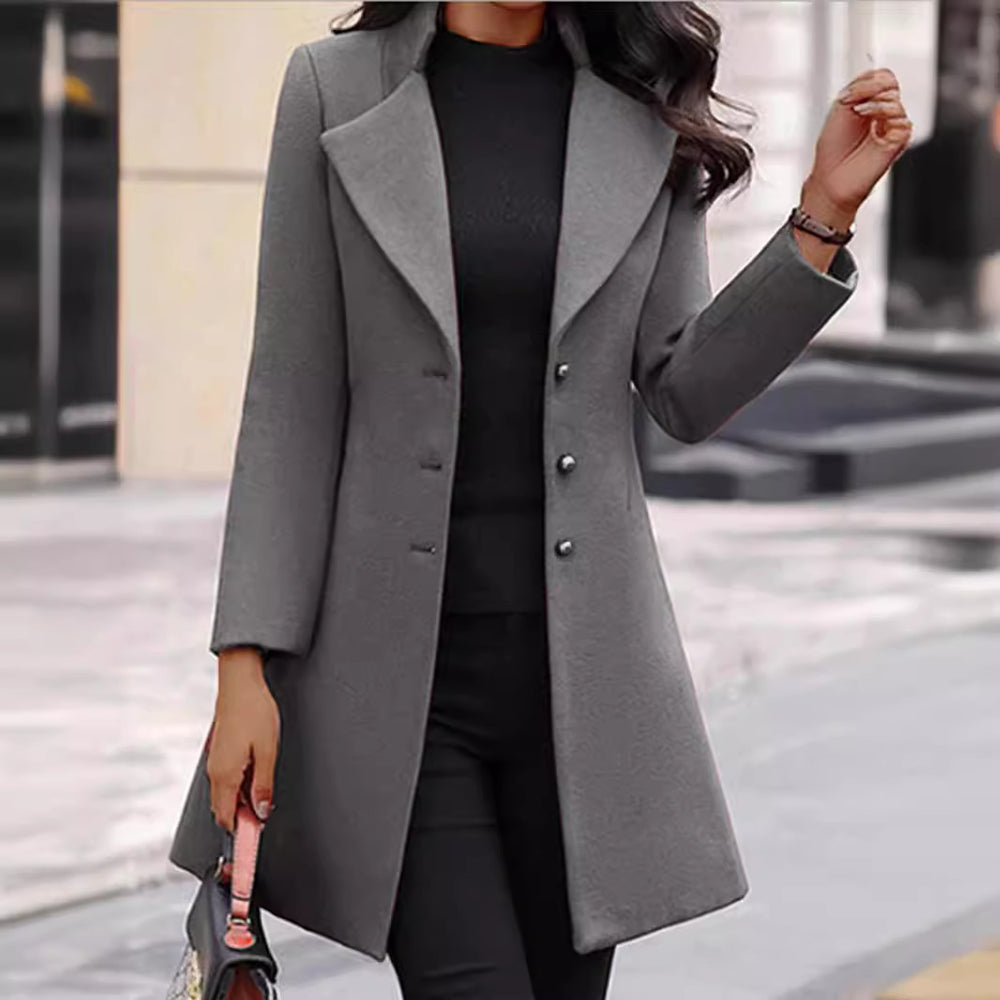 Damen modischer Mantel mit eleganter Knopfleiste und schickem Revers Heidi-Mode