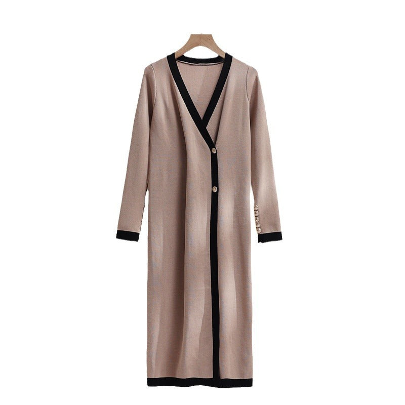 Damen eleganter Strickmantel mit Knopfdetails und V-Ausschnitt Heidi-Mode