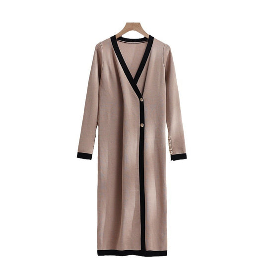 Damen eleganter Strickmantel mit Knopfdetails und V-Ausschnitt Heidi-Mode
