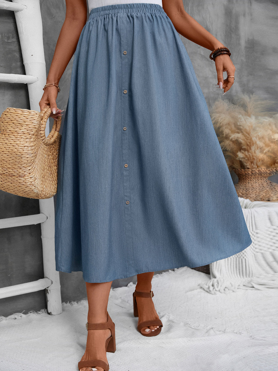 Damen Maxirock mit Knopfleiste Heidi-Mode