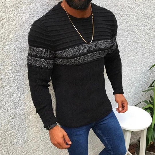 Herren Strickpullover mit strukturiertem Wellenmuster und modischem Farbdesign Heidi-Mode