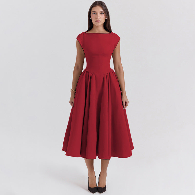 Damen Midi-Kleid mit elegantem A-Linien Schnitt und schickem Quadrat-Ausschnitt Heidi-Mode